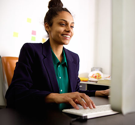 Woman working on a computer